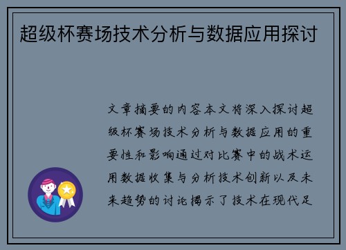 超级杯赛场技术分析与数据应用探讨
